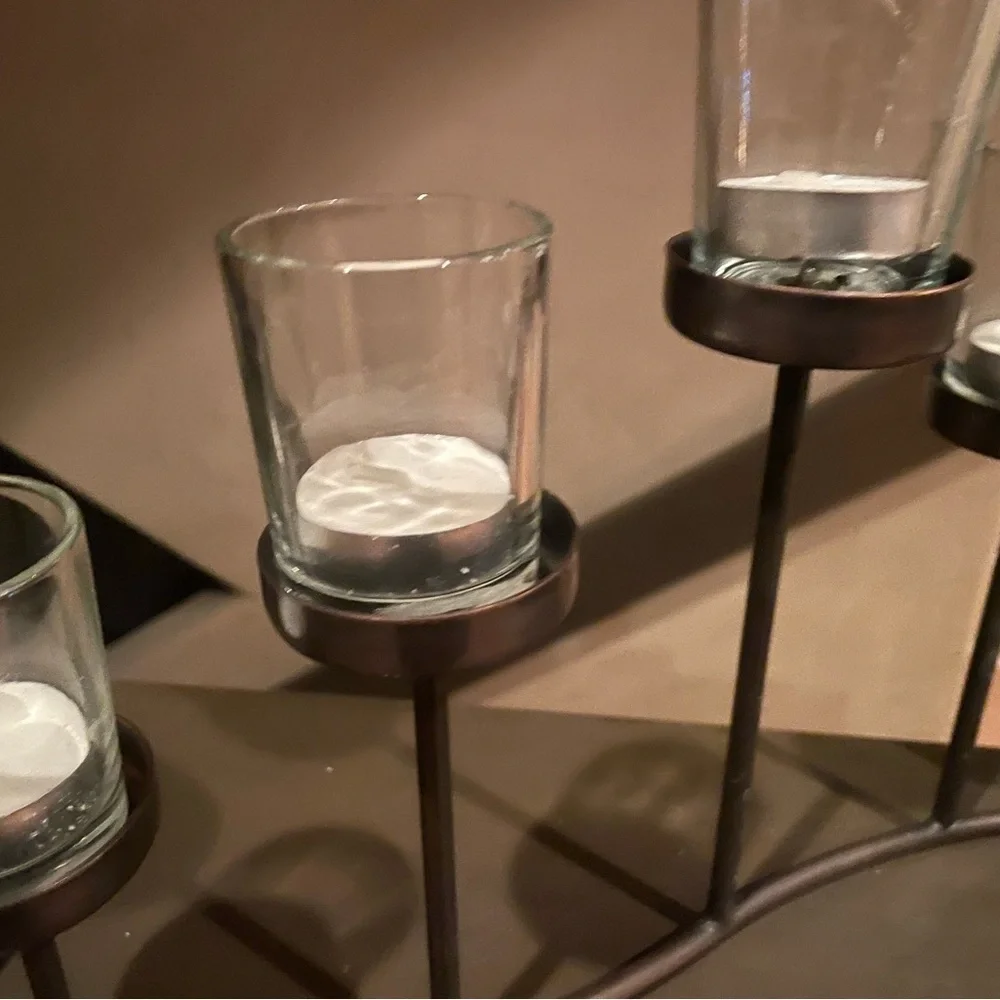 Metal candle opera with glass votives